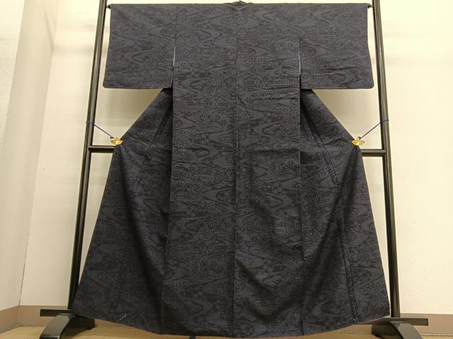 平和屋着物●本場結城玉紬　80亀甲　流水雪輪花文　やまと誂製　結織苑扱い　証紙付き　正絹　逸品　BAAT6639hv