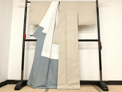 平和屋着物●上質なお召　縞　正絹　逸品　AAAU4346np