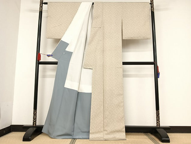 平和屋着物●上質なお召　縞　正絹　逸品　AAAU4346np