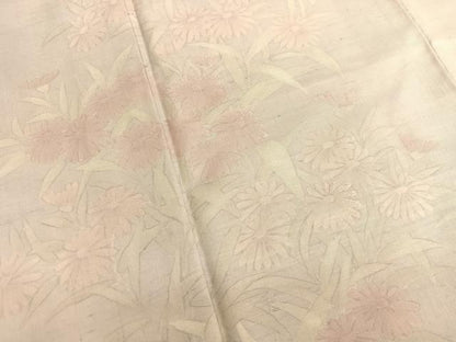 平和屋着物●訪問着 紬地 刺繍 草花文 正絹 逸品 BAAT6659hv