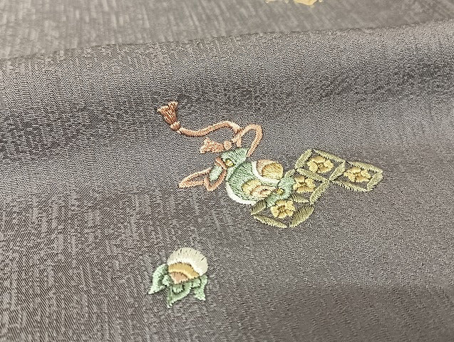 平和屋着物●総刺繍 小紋 宝尽くし 金糸 正絹 逸品 未使用 AAAU4350np