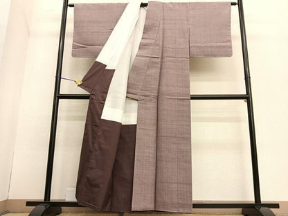 平和屋着物●上質な紬 色無地 鳩羽鼠色 正絹 逸品 BAAT6658hv