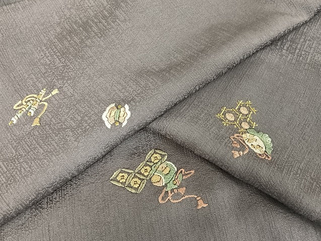 平和屋着物●総刺繍 小紋 宝尽くし 金糸 正絹 逸品 未使用 AAAU4350np