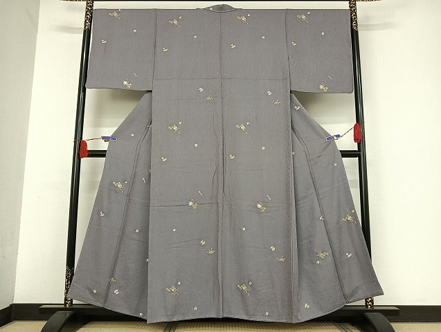 平和屋着物●総刺繍 小紋 宝尽くし 金糸 正絹 逸品 未使用 AAAU4350np