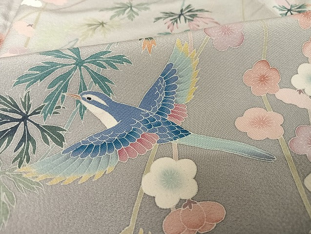 平和屋着物●十日町 加賀草木友禅の第一人者 田村哲彦 訪問着 梅松花鳥文 暈し染め 正絹 逸品 AAAU4358np