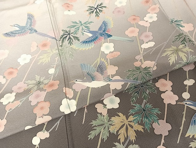 平和屋着物●十日町 加賀草木友禅の第一人者 田村哲彦 訪問着 梅松花鳥文 暈し染め 正絹 逸品 AAAU4358np