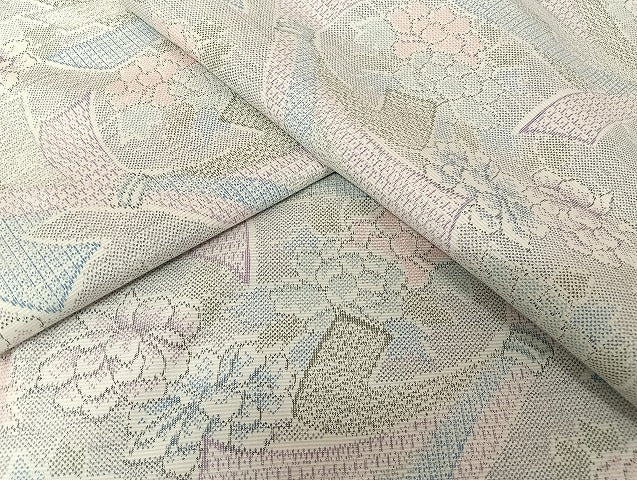 平和屋着物●上質な紬 花結び文 正絹 逸品 AAAU4371np