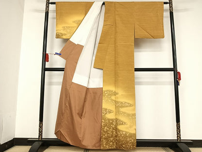 平和屋着物●訪問着 紬地 暈し染め 正絹 逸品 AAAU4374np