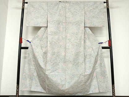 平和屋着物●上質な紬 花結び文 正絹 逸品 AAAU4371np