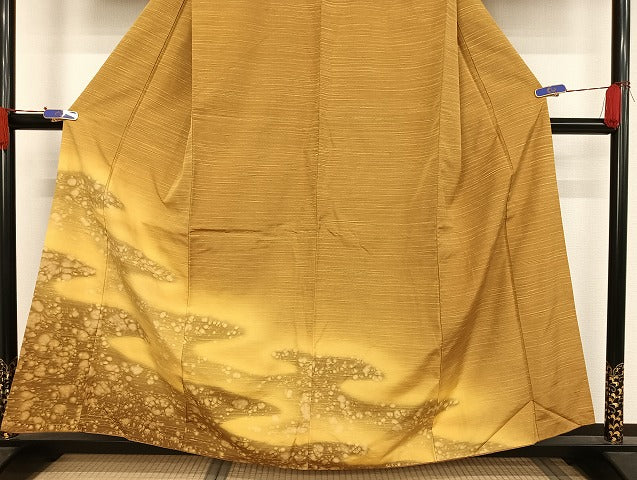 平和屋着物●訪問着 紬地 暈し染め 正絹 逸品 AAAU4374np