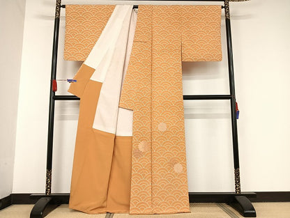 平和屋着物●訪問着 中国三大刺繍 相良刺繍 紬地 草花文 正絹 逸品 AAAU4372np