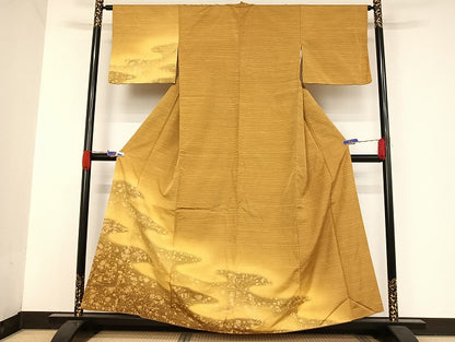 平和屋着物●訪問着 紬地 暈し染め 正絹 逸品 AAAU4374np