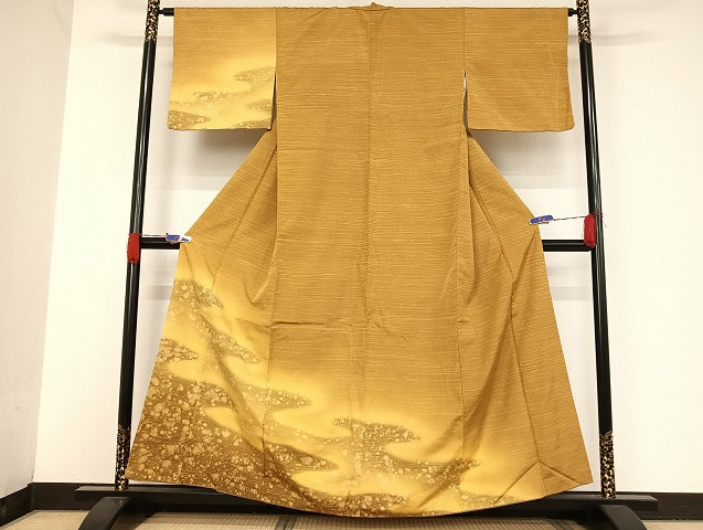 平和屋着物●訪問着 紬地 暈し染め 正絹 逸品 AAAU4374np