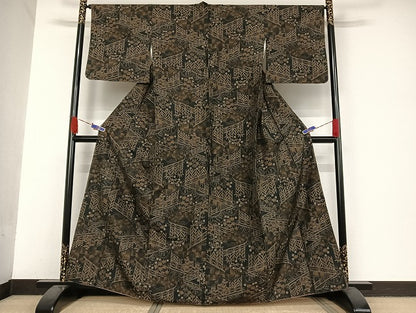 平和屋着物●本場村山大島紬　風景文　正絹　逸品　AAAU4373np