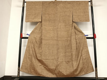平和屋着物●上質な紬 樺茶色 正絹 逸品 AAAU4368np