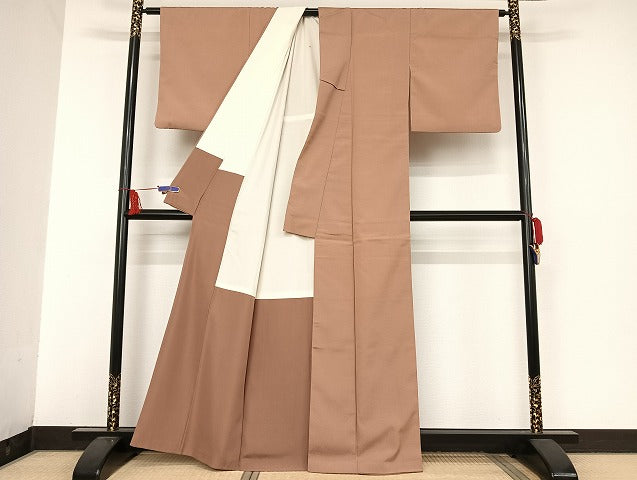 平和屋着物●上質な紬 色無地 宍色 正絹 逸品 AAAU4379np