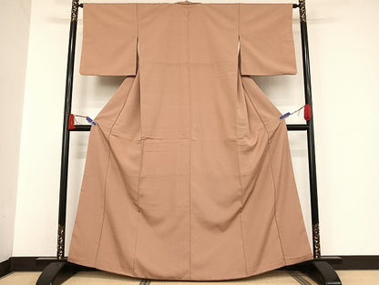 平和屋着物●上質な紬 色無地 宍色 正絹 逸品 AAAU4379np
