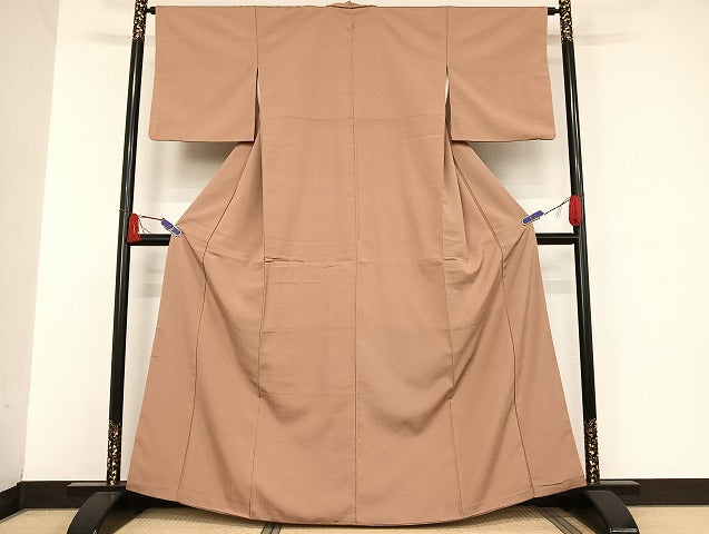 平和屋着物●上質な紬 色無地 宍色 正絹 逸品 AAAU4379np