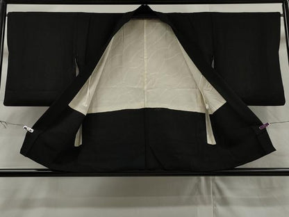 平和屋着物∞羽織 吉祥枝花文 黒地 金糸 正絹 逸品 CAAR9091id