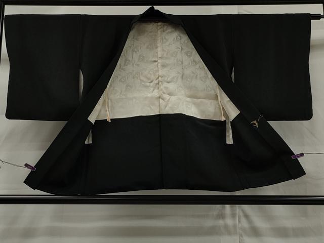 平和屋着物∞羽織 花唐草文 黒地 金銀糸 正絹 逸品 CAAR9097id