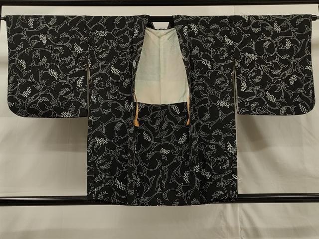 平和屋着物＃羽織　絞り　葡萄唐草文　黒地　正絹　逸品　CAAR9106id