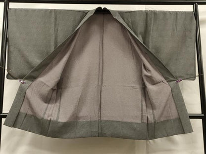 平和屋着物▽男性　羽織　江戸小紋　単衣　大小霰　黒地　正絹　逸品　CAAR9124id