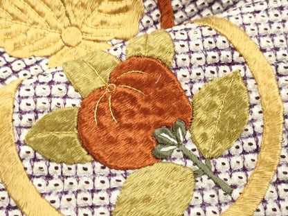 平和屋着物＃道中着 総刺繍 総絞り 鳳凰花丸文 金糸 正絹 逸品 CAAR9109id