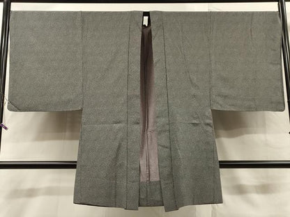 平和屋着物▽男性　羽織　江戸小紋　単衣　大小霰　黒地　正絹　逸品　CAAR9124id