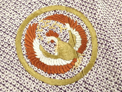 平和屋着物＃道中着 総刺繍 総絞り 鳳凰花丸文 金糸 正絹 逸品 CAAR9109id