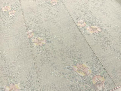 平和屋着物●本場大島紬　夏大島　9マルキ　草花文　正絹　逸品　未使用　BAAT0906yc