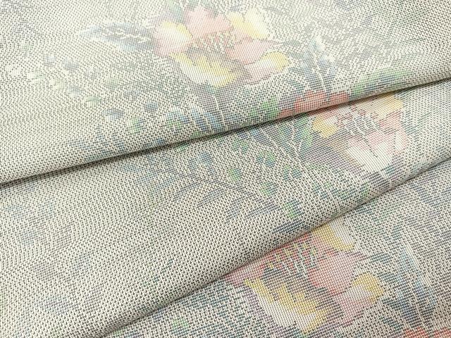 平和屋着物●本場大島紬　夏大島　9マルキ　草花文　正絹　逸品　未使用　BAAT0906yc