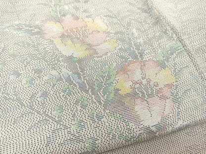 平和屋着物●本場大島紬　夏大島　9マルキ　草花文　正絹　逸品　未使用　BAAT0906yc