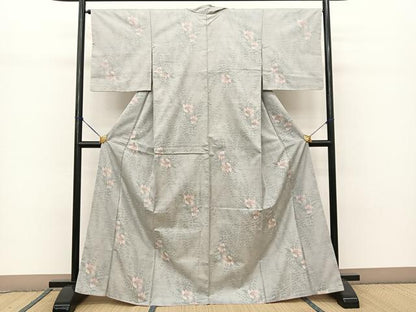 平和屋着物●本場大島紬　夏大島　9マルキ　草花文　正絹　逸品　未使用　BAAT0906yc
