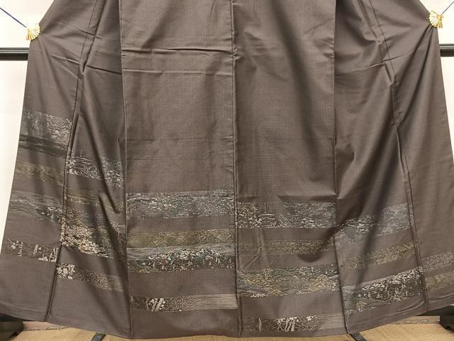 平和屋着物●訪問着 本場大島紬 風景横段文 正絹 逸品 BAAT0913yc