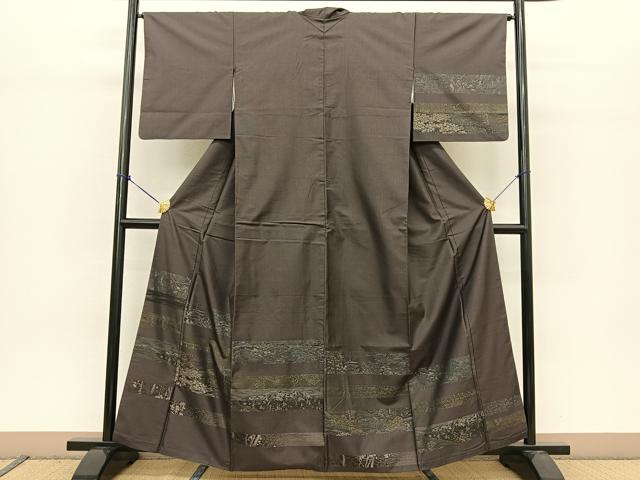 平和屋着物●訪問着 本場大島紬 風景横段文 正絹 逸品 BAAT0913yc