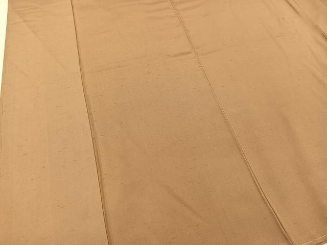 平和屋着物●上質な紬　色無地　白茶色 　正絹　逸品　未使用　BAAT0922yc