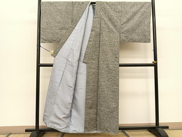 平和屋着物●男性 髭紬 紬羽織セット キングサイズ 正絹 逸品 BAAT0937yc