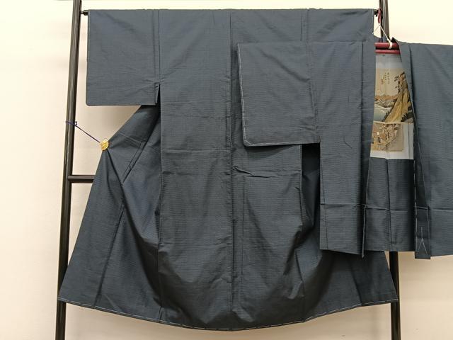 平和屋着物●男性 本場大島紬 アンサンブル 長羽織 100亀甲 総詰め 正絹 逸品 未使用 BAAT0930yc