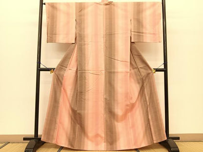 平和屋着物●紅花紬 米沢 霞文 正絹 逸品 BAAT0941yc
