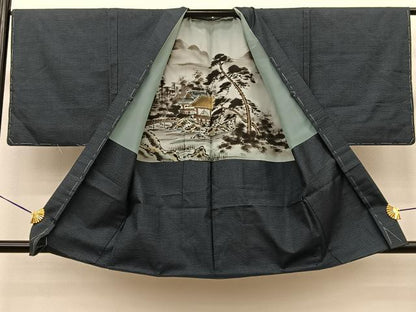 平和屋着物●男性 本場大島紬 アンサンブル 100亀甲 総詰め 正絹 逸品 未使用 BAAT0945yc