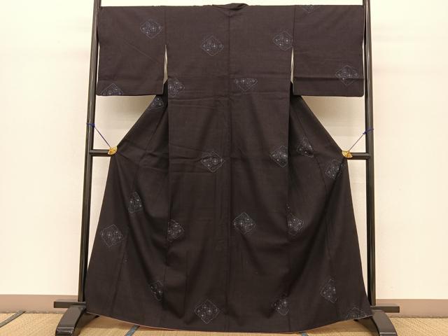 平和屋着物●本場結城紬　重要無形文化財　絣文様　やまと金ラベル　正絹　逸品　BAAT0958yc