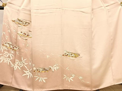 平和屋着物●銀座きしや　訪問着　駒刺繍　冊子花文　暈し染め　金彩　正絹　逸品　BAAT0976yc
