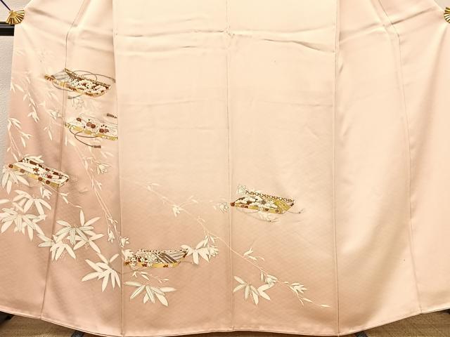 平和屋着物●銀座きしや　訪問着　駒刺繍　冊子花文　暈し染め　金彩　正絹　逸品　BAAT0976yc