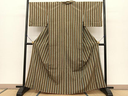平和屋着物●上質な紬 間道 正絹 逸品 BAAT0971yc