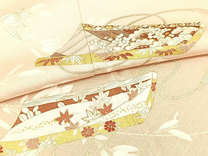 平和屋着物●銀座きしや　訪問着　駒刺繍　冊子花文　暈し染め　金彩　正絹　逸品　BAAT0976yc