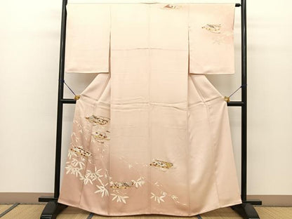 平和屋着物●銀座きしや　訪問着　駒刺繍　冊子花文　暈し染め　金彩　正絹　逸品　BAAT0976yc