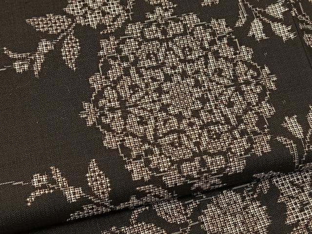平和屋着物●本場大島紬　割り込み絣　更紗花文　正絹　逸品　BAAT0997yc
