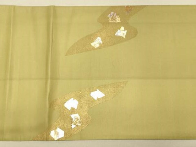 平和屋着物◎西陣 太鼓柄袋帯 流水箔散らし 金銀彩 証紙付き 正絹 逸品 DAAS5829we