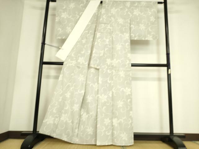 平和屋着物▽本塩沢 単衣 花唐草文 松坂屋扱い 正絹 逸品 DAAS0560az
