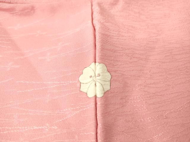 平和屋着物▽上質な色無地　単衣　零れ松葉地紋　鴇色　正絹　逸品　DAAS0561az